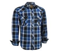 Dctop Men's Shirt Long Sleeve Press Studs Plain Colours Checked Suit Regular Fit Casual Shirt Men Easy Iron Business Shirt, Bule Black #4, M