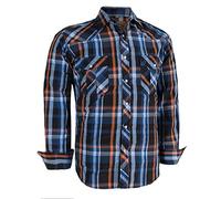 Dctop Men's Shirt Long Sleeve Press Studs Plain Colours Checked Suit Regular Fit Casual Shirt Men Easy Iron Business Shirt, Orange Black #5, XL
