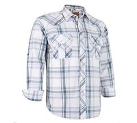 Dctop Men's Shirt Long Sleeve Press Studs Plain Colours Checked Suit Regular Fit Casual Shirt Men Easy Iron Business Shirt, White Checked #28, XXL