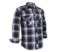 Dctop Men's Shirt Long Sleeve Press Studs Plain Colours Checked Suit Regular Fit Casual Shirt Men Easy Iron Business Shirt, Grey Black #9, XL
