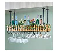 DCTPETHM Ceiling Decorative Shelf Hanging Wine Rack, Bar Hanger with Led Lights, Fits Most Wine Glasses,flower Pot Book Display Stand (Size : 100X25X21CM)