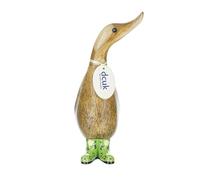 DCUK Green Floral Welly Boots Wooden Duck Ornament