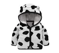 DCUTERQ Baby Boys Girls Cartoon Hooded Zipper Up Jacket Long Sleeve Cardigan Tops Autumn Winter Outwear Cow 18-24 Months