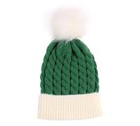 DCUTERQ Baby Boys Girls Winter Warm Knit Hat Newborn Toddler Kids Crochet Beanie Cap with Pom Pom 04-Green White