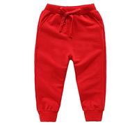 DCUTERQ Boys' Athletic Jogger Pants Baby and Toddler Unisex Kids Girls Cotton Sweatpants Active Trousers Red 3T