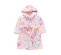 DCUTERQ Boys Girls Bathrobes Cartoon Hooded Sleep Robes Soft Flannel Pajamas Sleepwear Shower Robe for Kids Cat paw-pink 24 Months