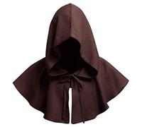 DCUTERQ Halloween Grim Cowl Cloak Medieval Wicca Pagan Hood Hat Cosplay Costumes Hooded Poncho for Men Women Brown
