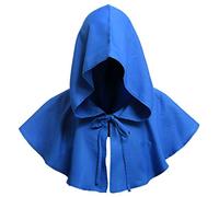 DCUTERQ Halloween Grim Cowl Cloak Medieval Wicca Pagan Hood Hat Cosplay Costumes Hooded Poncho for Men Women Blue