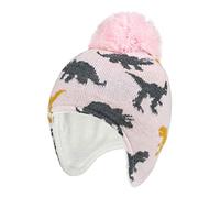 DCUTERQ Knitted Baby Hat Winter Dinosaur Warm Boys Girls Beanie Fleece Lining Toddler Kids Hat with Pompom Pink 1-3 Years
