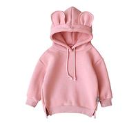 DCUTERQ Toddler Baby Boys Girls Cartoon Ear Shape Solid Color Hoodie Sweatshirt Tops Clothes Pullover Shirts Coats Pink 3-4 Years