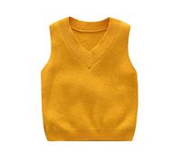 DCUTERQ Toddler Baby Boys Solid Color V Neck School Uniform Sweater Vest Knitted Sleeveless Pullover Waistcoat Yellow 5 Years