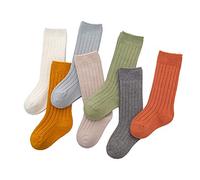 DCUTERQ Toddler Baby Girls Boys Uniform Knee High Socks Newborn Infants Cable Knit Tube Stockings 7 Pairs 12-36 Months