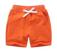 DCUTERQ Toddler Baby Kids Solid Cotton Sport Jogger Shorts Pants Boys Girls Summer Casual Elastic Waist Pants Orange 12-18 Months