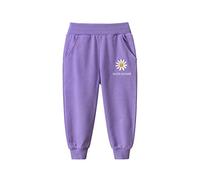 DCUTERQ Toddler Kids Girls Sweatpants Cotton Solid Color Active Jogger Pants Casual Athletic Trousers with Pocket Purple 5 Years