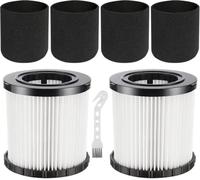 DCV581H DCV580H Vacuum HEPA Filter Replacement for DEWALT 20V MAX Shop Vac | Washable and Reusable Filter, For Cordless and Corded Portable 2 Gallon Wet Dry Vacuums, 2 Pack Filters, 4 Sleeves, 1 Brush