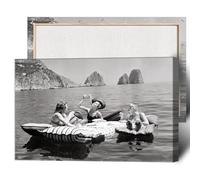 Dcvjiy Eating Spaghetti On The Water Vintage Poster Trendy Italian Capri Island Canvas Wall Art Funky Champagne Bar Cart Prints Painting For Living Room And Bedroom Party Wall Decor 24x36in Wframed