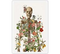 Dcvjiy Retro Flower Skeleton Poster, Medical Human Anatomy, Gothic, Scary, Romantic Art, Flowers, Plants, Doctor, Gift, Skeleton, Halloween Prints for Medicine, School, Office,