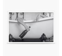 Dcvjiy Retro Woman Holds Champagne Poster In A Bathtub Black And White Glam Bathroom Canvas Wall Art Woman Champagne Bubble Bath Prints For Home Bedroom Bathroom Bar Wall Decor 16X24in Unframed