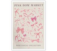 Dcvjiy Trendy Canvas Pink Bow Market Posters Girly Wall Art Coquette Watercolor Light Pink Bow Print For Room Aesthetic Home Bedroom Dorm Wall Decor 16x24in Unframed