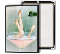 Dcvjiy Trendy Pink Bathroom Decor Posters Vintage Funky Female Champagne Canvas Wall Art Funny Alcohol Drinks Prints Painting Retro Cocktail Room Aesthetic Wall Decor 12x16in Framed