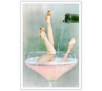 Dcvjiy Trendy Pink Bathroom Decor Posters Vintage Funky Female Champagne Canvas Wall Art Funny Alcohol Drinks Prints Painting Retro Cocktail Room Aesthetic Wall Decor 24x36in Unframed