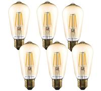 Dcvoltage Dimmable ST64 Tear Drop Vintage Edison Retro E27 Screw Base Light Bulb Squirrel Cage Filament Glass Electrical Bulb 6 Pack (ST64 E27 4W pck6)