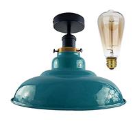 dcVoltage Modern Vintage Industrial Flush Mount Ceiling Lamp Retro Flush Mount Pendant 1 Light Metal 32cm Shade Hallway Indoor Light Fitting for Bed Room, Kitchen, Living Room and Dining Room