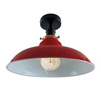 dcVoltage Modern Vintage Industrial Flush Mount Ceiling Lamp Retro Flush Mount Pendant 1 Light Metal 32cm Shade Hallway Indoor Light Fitting For Bed room, Kitchen, Living room and Dining room