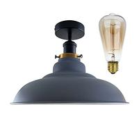 dcVoltage Modern Vintage Industrial Flush Mount Ceiling Lamp Retro Flush Mount Pendant 1 Light Metal 32cm Shade Hallway Indoor Light Fitting For Bed room, Kitchen, Living room and Dining room