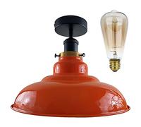 dcVoltage Modern Vintage Industrial Flush Mount Ceiling Lamp Retro Flush Mount Pendant 1 Light Metal 32cm Shade Hallway Indoor Light Fitting for Bed Room, Kitchen, Living Room and Dining Room