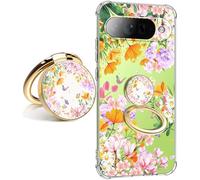 Dcwunk for Google Pixel 10 Case Camera Lens Protector, [Flowers Slim]+[Anti-Drop Shockproof Protective] Soft TPU Women Stylish Pixel 10 Phone Covers 6.3 Inch (Summer Overture with Holder)