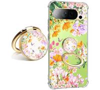 Dcwunk for Google Pixel 10 Pro Case Camera Lens Protector, [Flowers Slim]+[Anti-Drop Shockproof Protective] Soft TPU Women Stylish Pixel 10 Pro Phone Covers 6.3 Inch (Summer Overture with Holder)