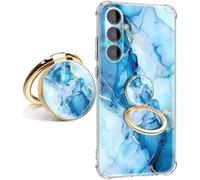 Dcwunk for Samsung Galaxy A36 Case 5G Marble Slim Anti-Drop Shockproof Protective Soft Shockproof Clear Phone Protective Covers 6.7 Inch for Women，Golden Tides with Holder