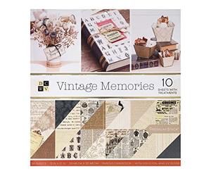 DCWV Premium Stack-12 Double Sided Vintage Memories, Gold Foil & UV Shine, 36 Seats, PS-005-00640, Multi-Colour, 12-x 12-Inch