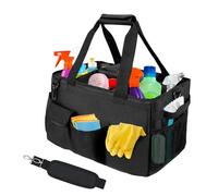 DCY BLUE Cleaning Caddy Organizer With Handle,Cleaning Caddy Bag- Large Caddy Bag For House, Car Cleaning Supplies, Housekeeping Handbag With Adjustable Shoulder Straps (Black)