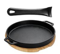 DcYourHome 10" Round Cast Iron Skillet with Removable Handle, Perfect for Pizza Oven, BBQ, Stovetop, Home & Kitchen, Non-Stick Free, 10" Dia, Black