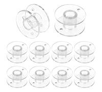 DCYQAIN 10 Pack 11.5mm Sewing Machine Bobbins, Transparent Plastic Bobbins with Security Notch, Universal Sewing Accessories for Quilting, Embroidery and Garment Making