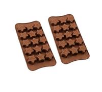 DCYQAIN 2 Pack 15-Cavity Star Silicone Moulds, Non-Stick Food Grade Chocolate Candy Moulds, Reusable Ice Cube Tray for Gummy, Jelly, Dessert, Wax Melts and Cake Decorations