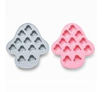 DCYQAIN 2 Pack Mushroom Silicone Baking Moulds, Non-Stick Chocolate Gummy Candy Moulds, BPA Free Reusable DIY Baking Tools for Cake, Dessert, Jelly & Ice Cubes (Pink & Gray)