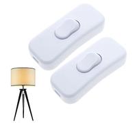 DCYQAIN 2 Pack White Torpedo Inline Switch, Double Pole 6A 250V~, ON/OFF Cord Switch for 2/3 Core Round & Flat Cable, DIY Inline Lamp Switch for Desk Lamp, Floor Lamp & Small Appliances