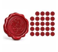 DCYQAIN 25 PCS Red Rose Wax Seal Stickers, 3D Embossed Self-Adhesive Wax Seals, Vintage 3cm Round Sealing Stamp Labels for Wedding Invitations Envelopes Gift Wrapping Scrapbooking