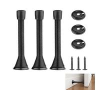 DCYQAIN 3 Pcs Spring Door Stops, Metal Wall Mounted Door Stoppers with Rubber Tip, 83mm Universal Door Stop for Home & Office, Wall Protector from Door Knocks (Black)