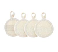 DCYQAIN 4 Pack Natural Loofah Sponges, 2-in-1 Dual Texture Exfoliating Body Scrubbers, Eco-Friendly Biodegradable Luffa Pads with Terry Cloth Back for Shower, Bath & Skin Care