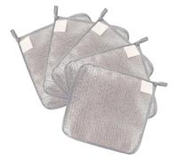 DCYQAIN 5-Pack Double Layer Wire Dishwashing Rags, 20x20cm Reusable Non-Scratch Cleaning Cloths, Wet Dry Use Wire Dishcloths for Kitchen Dishes Sinks Counters