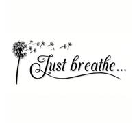 DCYQAIN Just Breathe Inspirational Wall Decal, Waterproof Self-Adhesive Vinyl Quote Sticker, Positive Yoga Motto Wall Art for Bedroom Living Room Office Home Decor (Black)