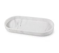 DCYQAIN Marble Effect Silicone Vanity Tray 25x11x1.8cm, Water Resistant Decorative Organiser Tray for Bathroom Kitchen Desk Soap Candles Jewelry Home Decor