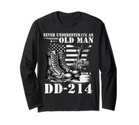 DD 214 Alumni Never Underestimate an Old Man with A DD-214 Long Sleeve T-Shirt