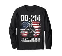 DD-214 Completed - Proud American Veteran Grunge Flag USA Long Sleeve T-Shirt