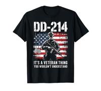 DD-214 Completed - Proud American Veteran Grunge Flag USA T-Shirt
