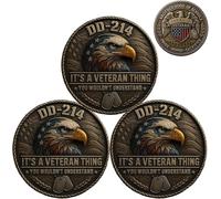 DD-214 - It’s a Veteran Thing Commemorative Coin, US Veteran Challenge Coin, Appreciation Gift for US Veterans, Retired Soldiers, and Military Families & Honorable Service Gifts (B-3pcs)